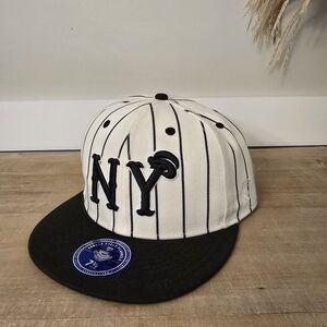 Ebbets Field Flannels Black and White NY Cap